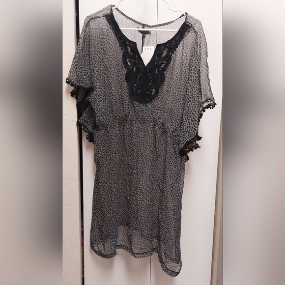 Mad Modele Animal Print NWT Sheer Grey and Black Cheetah Dress Size 1X Summer - Picture 1 of 7